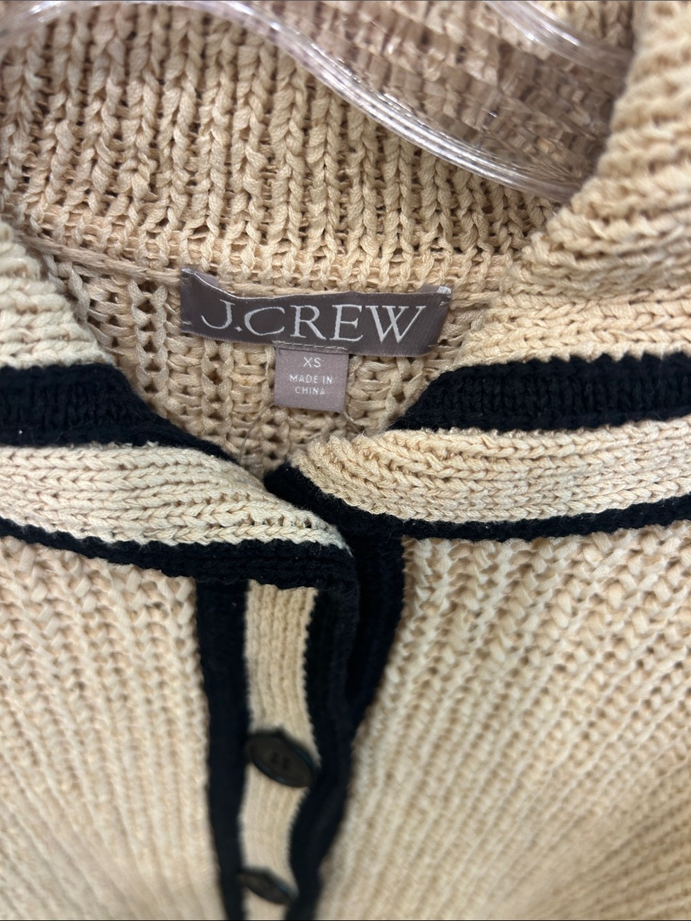 Beige Knit Sailor Cardigan with Black Trim JCrew XS - Picture 3 of 3